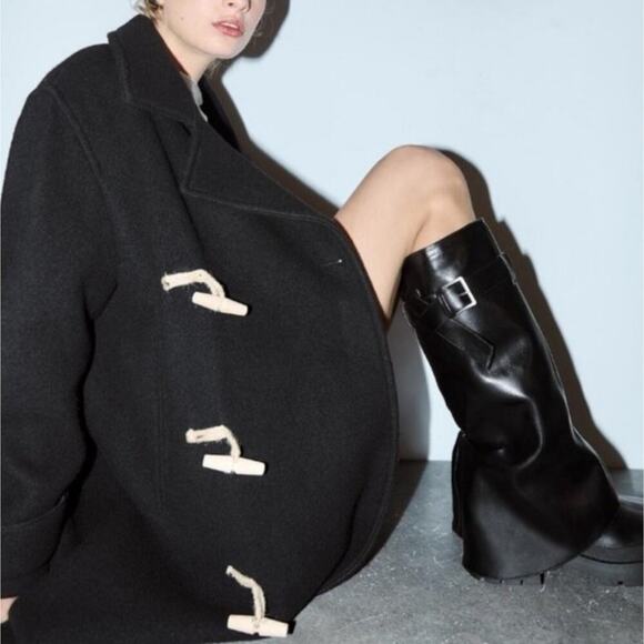 ZARA Wool Toggle Coat ZW Limited Edition Blogger Favorite Size Large New - Picture 5 of 15